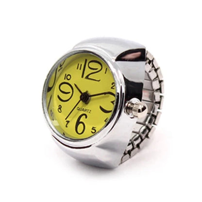 Vintage Punk Finger Watch Mini Elastic Strap Alloy Watches Couple Rings Jewelry Clock Retro Roman Quartz Watch Rings Women Men - BeeTrendyShop.COM