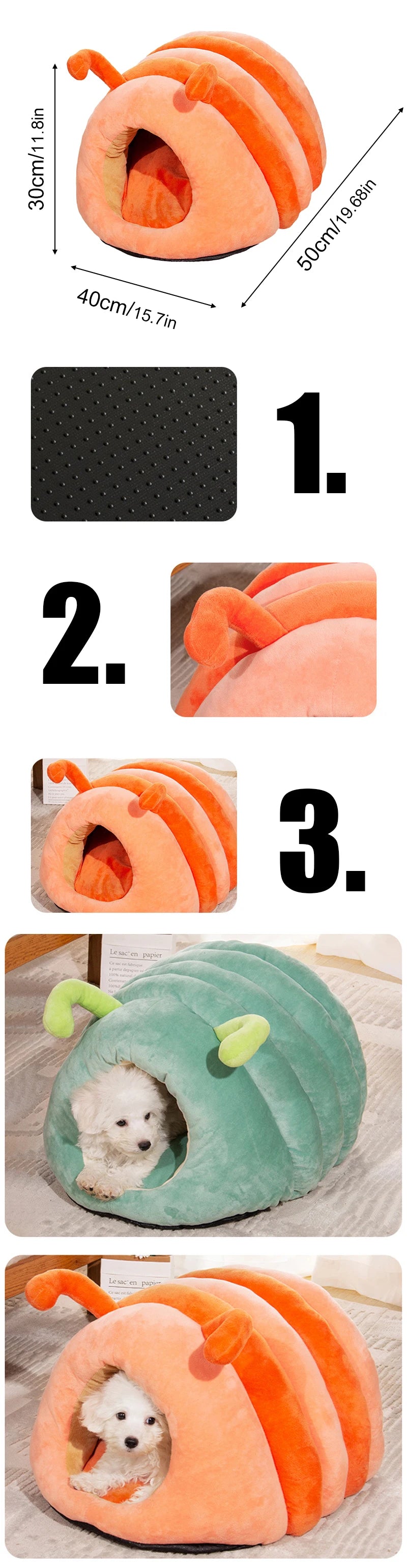Cartoon Caterpillar Pet House - Warm Foldable Bed for Dogs & Cats
