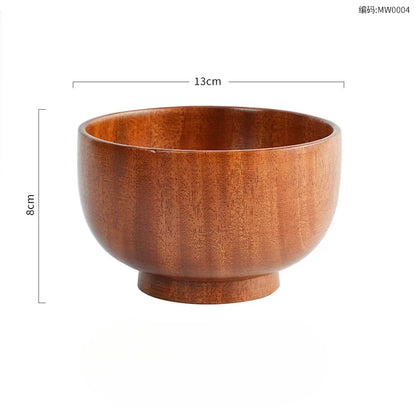 Japanese Solid Wood Ramen & Rice Noodle Bowl – Natural No-Splicing Kitchen Tableware