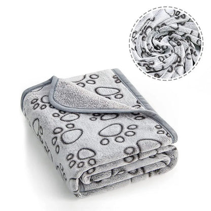 Paws Pattern Pet Blanket - Soft Fluffy Travel Mat & Bed for Cats and Dogs - BeeTrendyShop.COM