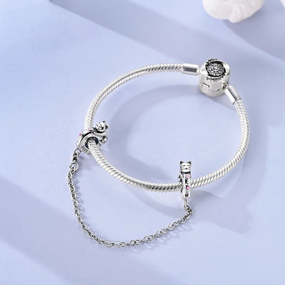 925 Sterling Silver Safety Chain Travel Charm Beads – Aircraft, Earth & Camera