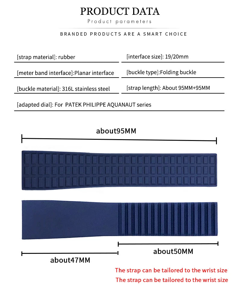 Natural Rubber Watchband for Patek PP Philippe Aquanaut 5067 5068 18mm 19mm Soft Silicone Colorful Watch Strap Women