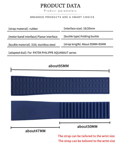Natural Rubber Watch Strap for Patek Philippe Aquanaut 5067 5068 – 18mm 19mm Soft Silicone Women