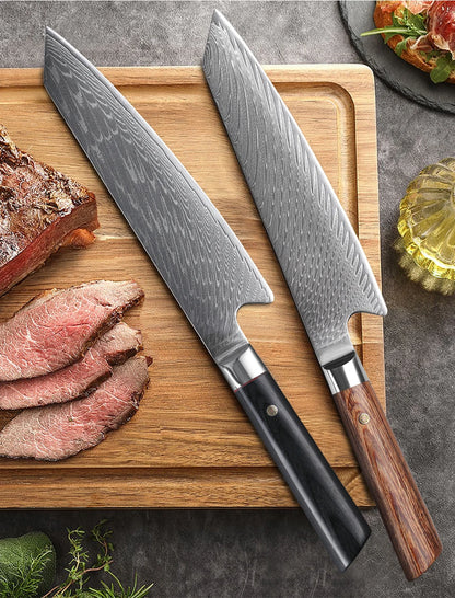 F.YOUNG 8-Inch Kiritsuke Damascus Chef Knife – Hand Forged Japanese Kitchen Knife