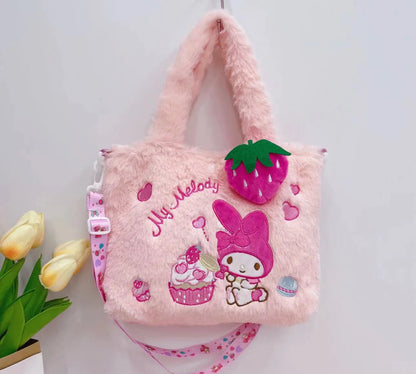 Sanrio Hello Kitty Plush Bag Kawaii Kuromi My Melody Cute Cartoon Anime Handbag Cinnamoroll Storage Tote Bags Women Girl Gifts - BeeTrendyShop.COM
