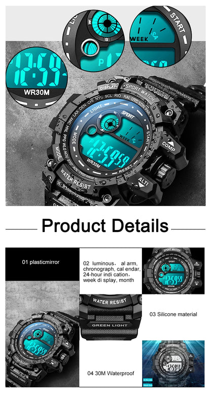 New Men LED Digital Watches Luminous Fashion Sport Waterproof Watches For Man Date Army Military Clock Relogio Masculino - BeeTrendyShop.COM