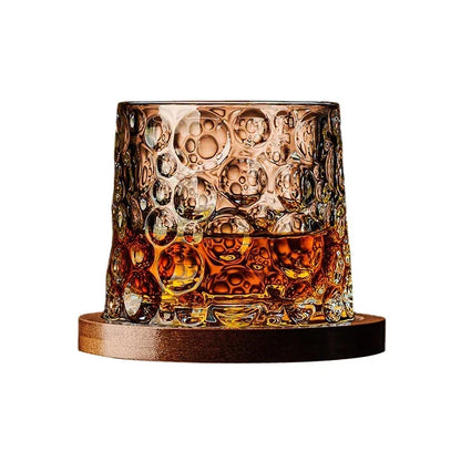 Spinning Whiskey Tumbler Glass – Rotating Crystal Brandy Cup