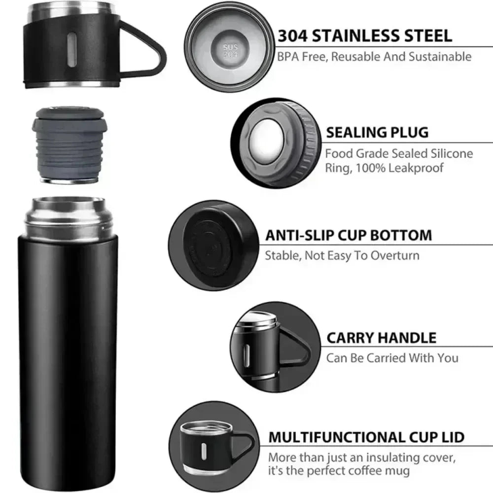 Stainless Steel Thermal Water Bottle – Vacuum Flask for Water, Tea & Coffee