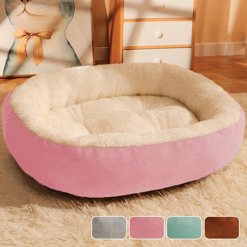 Plush Pet Bed – Soft Oval Mat for Indoor Cats & Dogs | All-Season Comfort