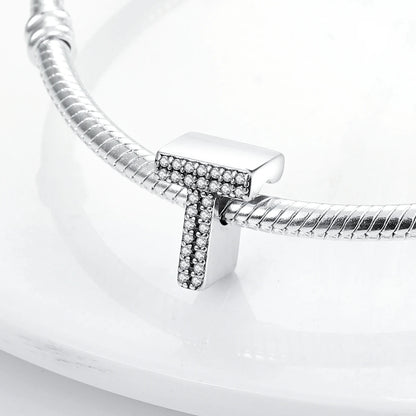 925 Sterling Silver 26 Alphabet Letters Charm Bead – DIY Birthday Jewelry