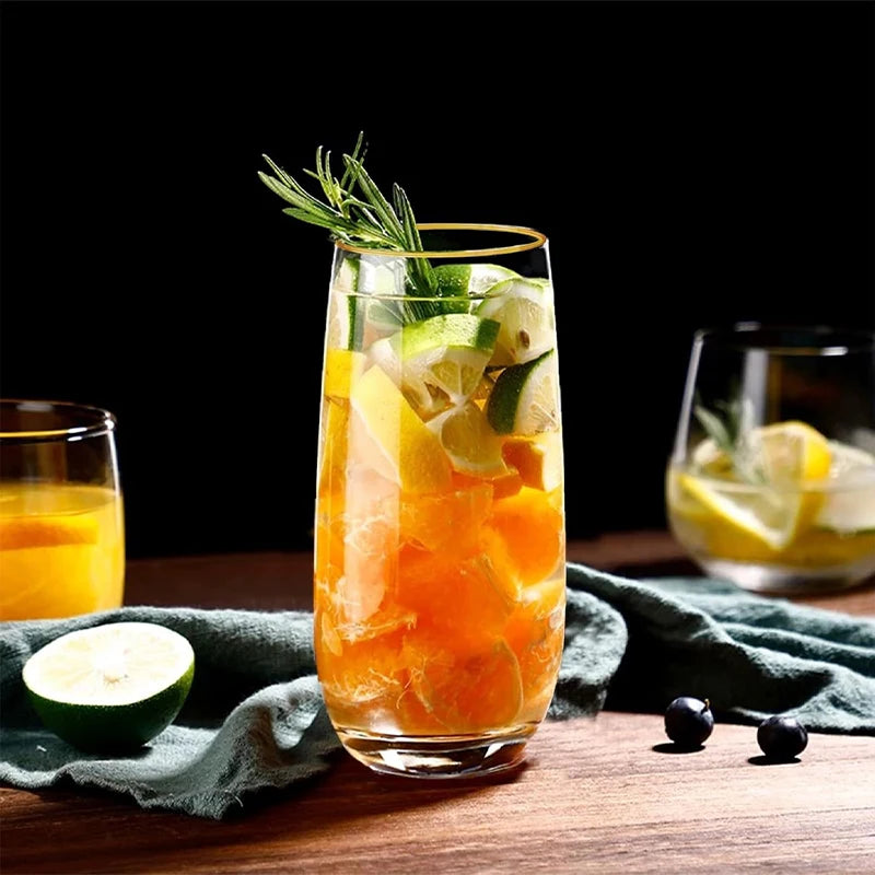 375ML Crystal Glass Cup – Gold Rimmed Wine Whiskey Cocktail Glassware