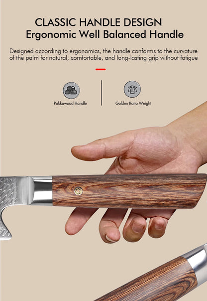 F.YOUNG 8-Inch Kiritsuke Damascus Chef Knife – Hand Forged Japanese Kitchen Knife