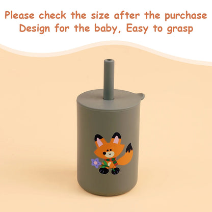 Baby Feeding Straw Cup – Anti-Hot Leakproof Silicone Toddler Water Bottle