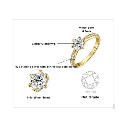 925 Sterling Silver Moissanite Engagement Ring – D Color 1-3ct for Women