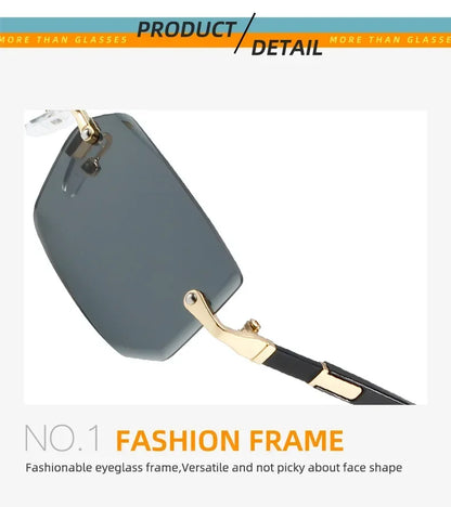 High Definition Blue Light Blocking Sunglasses – UV400 Rimless Square Eyewear