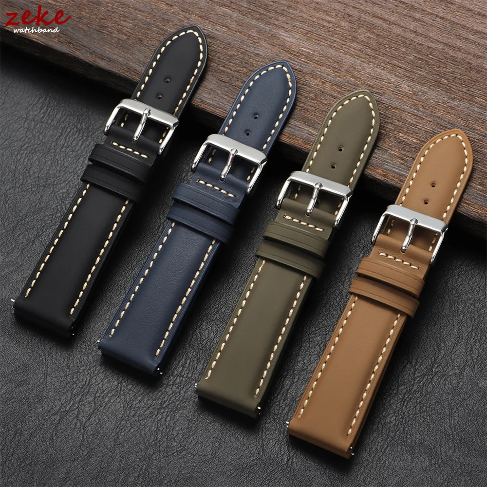 Quick Release Watch Band for Men Women Watchband Retro Cowhide Watch Strap Replacement Belt 18mm 20mm 22mm Vintage Brown Straps - BeeTrendyShop.COM