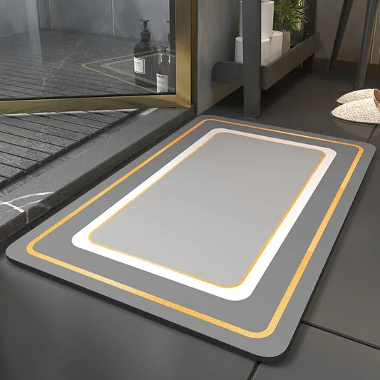 Diatom Mud Bathroom Mat – Nordic Style Anti-Slip Absorbent Toilet Floor Carpet | Soft Diatomite