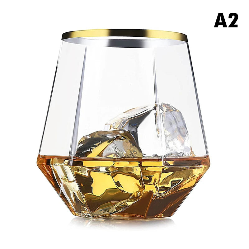 Diamond Clear Plastic Wine Glass – 360ml Party Cocktail Tumbler