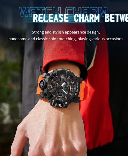 SANDA 6126 Digital Watch – Dual Display, Waterproof Military Sport, Alarm & Stopwatch