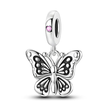 925 Sterling Silver Colorful Butterfly & Insect Zircon Charm Bead – DIY Jewelry