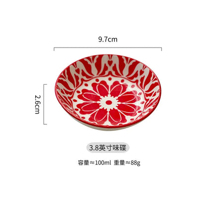 Bohemian Ceramic Sauce & Sushi Dipping Dish – Seasoning Plate for BBQ, Sashimi & Desserts
