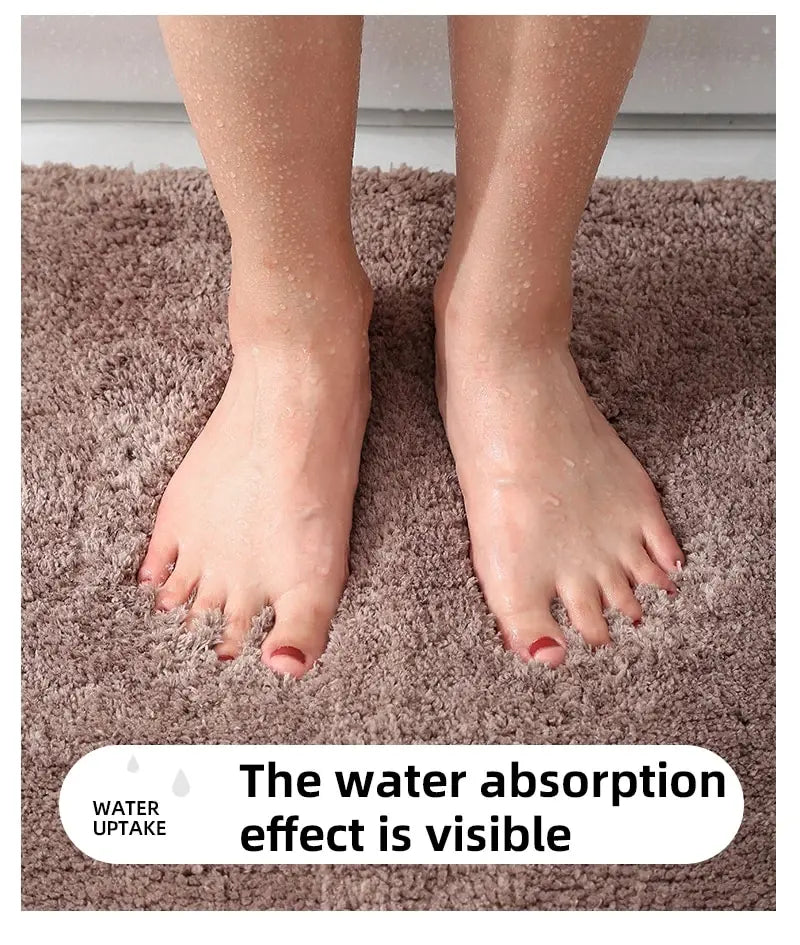 Modern Minimalist Solid Color Floor Mat, Square Long Plush, Thickened Absorbent Carpet, Bathroom Door Mat, Non Slip Mat - BeeTrendyShop.COM