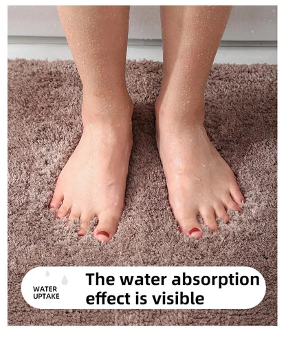 Modern Minimalist Solid Color Floor Mat, Square Long Plush, Thickened Absorbent Carpet, Bathroom Door Mat, Non Slip Mat - BeeTrendyShop.COM