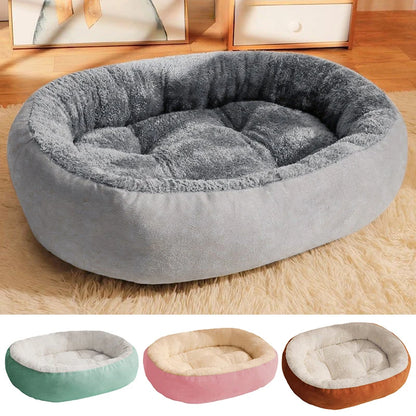 Plush Pet Bed – Soft Oval Mat for Indoor Cats & Dogs | All-Season Comfort