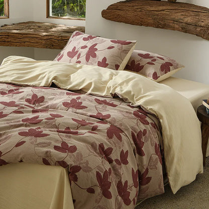 Antique Retro Cotton Bedding Four-Piece Set – Soft Naked-Sleeping Feel Quilt Cover & Bed Sheet