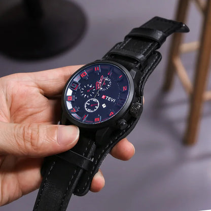 Fashion Retro Men's Quartz Wristwatches Luxury Man Watch PU Leather Business Watch Military Tactical Outdoor Sport Wristwatch - BeeTrendyShop.COM