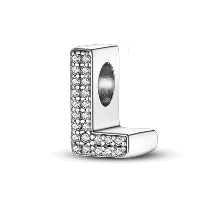 925 Sterling Silver 26 Alphabet Letters Charm Bead – DIY Birthday Jewelry