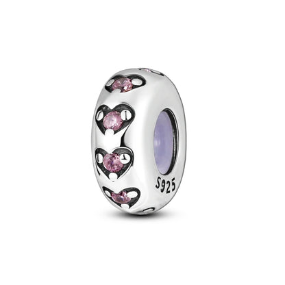 925 Sterling Silver Tree of Life & Peach Heart Charm Bead – Sweet Love DIY Jewelry