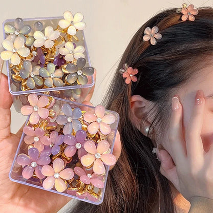 Mini Flower Hair Claw Clips – Colorful Opal Hairpins for Women & Girls (1/10Pcs)