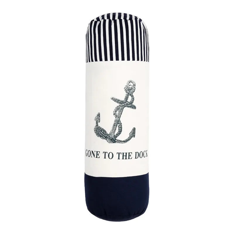 Mediterranean Sea Anchor Cylindrical Bolster Cushion 45x15cm – Cotton Linen Sofa & Bed Pillow Decoration