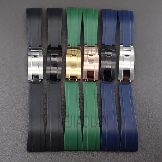 20mm Silicone wristband Watchband Luxury Watch Strap Parts Stainless Steel Buckle For Daytona SKY-DWELLER YACHT-MASTER nh35 Case