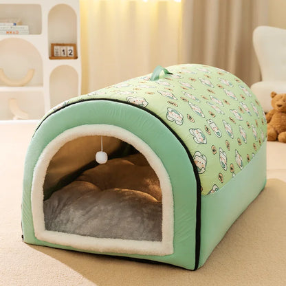 Extra Large Dog Bed - Winter Warm House-Style Bed with Removable Cover - BeeTrendyShop.COM