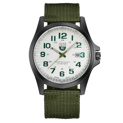 2024 New Fashionable Casual Men Watch Fashion Men's Military Watch Woven Nylon Belt Calendar Quartz Watch Часы Мужски - BeeTrendyShop.COM