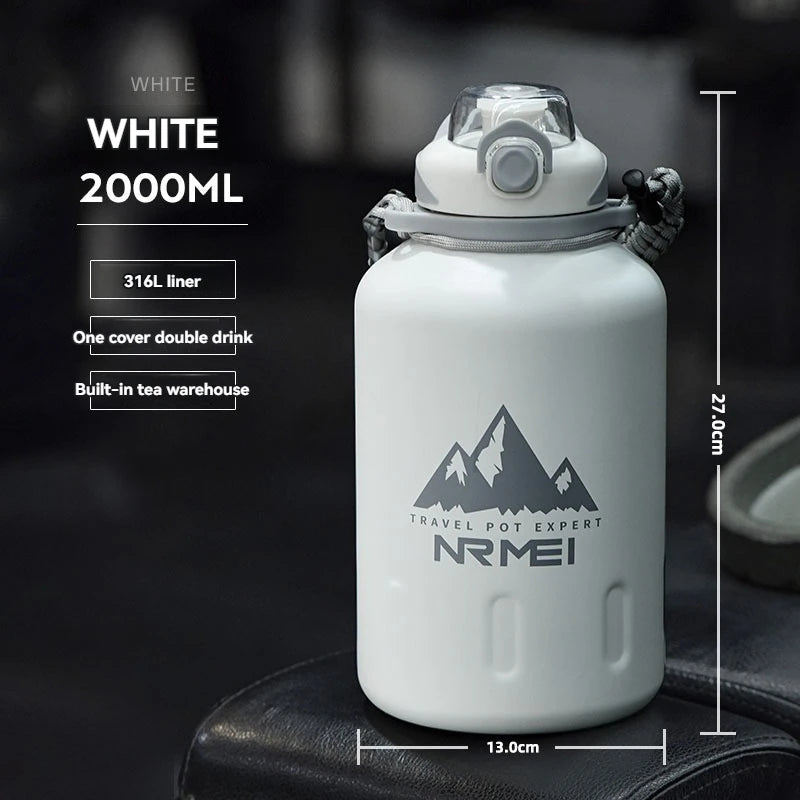 2.0L Stainless Steel Thermos Water Bottle – Vacuum Flask for Hot & Cold Gym & Travel