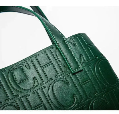CH Large Capacity Handbag Luxury Brand Temperament Letter Print with Lock Design 2025 Trendy Women's Crossbody Bag - BeeTrendyShop.COM