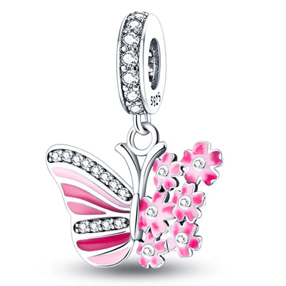 925 Sterling Silver Colorful Butterfly & Insect Zircon Charm Bead – DIY Jewelry