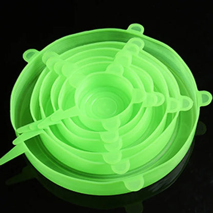 6-Piece Silicone Stretch Lids – Universal Microwave Food Covers & Elastic Bowl Caps