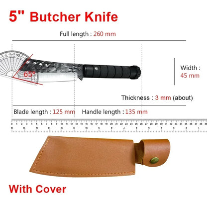 Handmade Forged Butcher Boning Knife – Stainless Steel Meat Cleaver with Plastic Handle