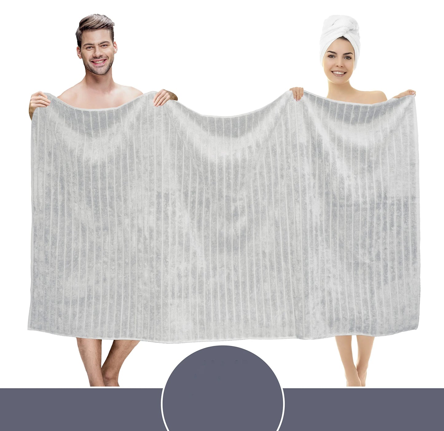 Classic Turkish Towel, Extra Large, Premium Cotton Bath,Thick and Absorbent,Quick-Dry,Ribbed, Luxury Bathroom Towels, 27x55 Inch