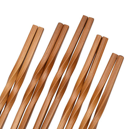 5-Pair Carbonized Bamboo Chopsticks – 24cm Household & Hotel Dining Chopsticks Set
