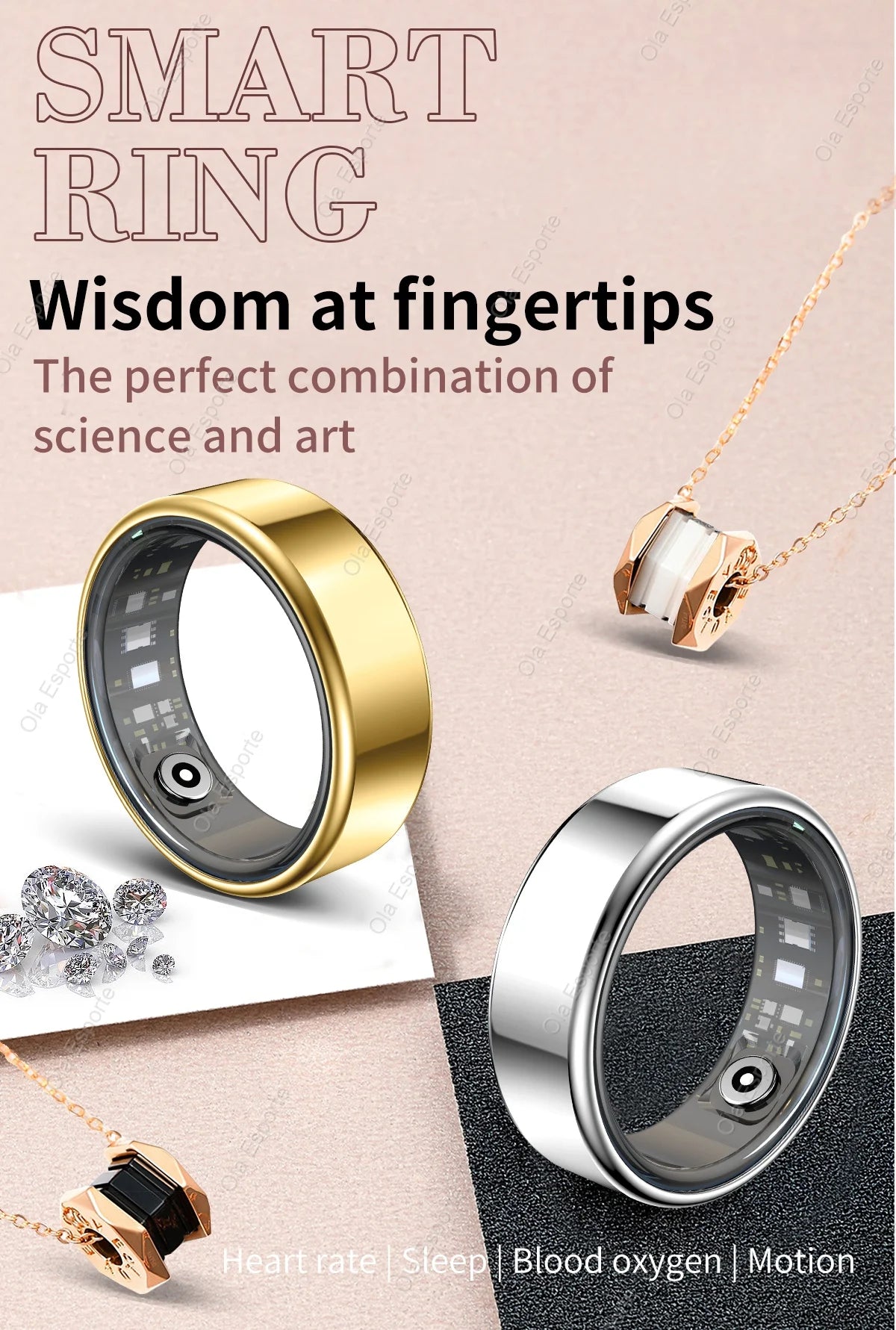New Smart Ring Men Women, Heart Rate and Blood Oxygen Monitor Smart ring IP68 & 5ATM Waterproof, Multi-sport Mode Rings Man
