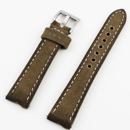 Retro Wet Wax Canvas Watch Band 18mm 19mm 20mm 21mm 22mm Gray Blue Brown Green Denim Strap Replacement Quick Release Watchbands - BeeTrendyShop.COM