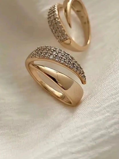 18K Gold Plated Sun Ring – Natural Stone Inlaid Trendy Jewelry for Women