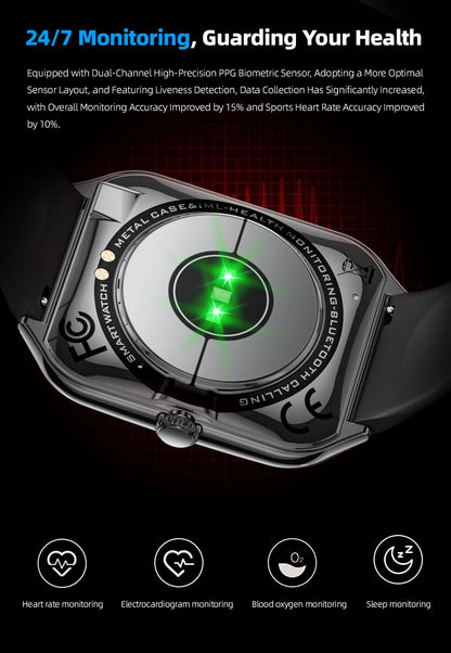 Ultra Thin Smartwatch 1.96" AMOLED – Always-On Display, Call Reminder, Compatible with Huawei & Android