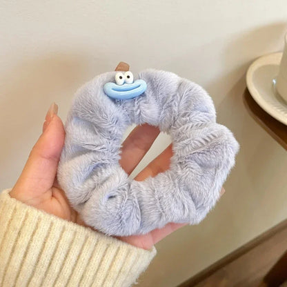 Korean Plush Cat Ear Scrunchies - High Elastic Hair Ties - BeeTrendyShop.COM