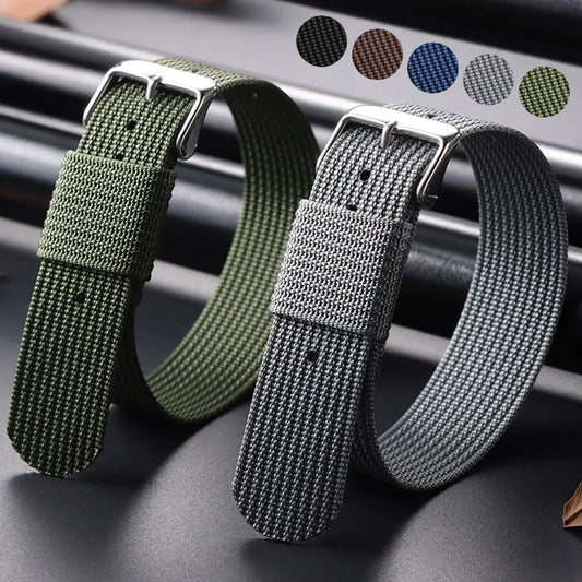 18mm 20mm 22mm Nylon Watch Band for Seiko Braided Canvas Strap Army Sport Men Bracelet Black Green Military Breathable WristBelt